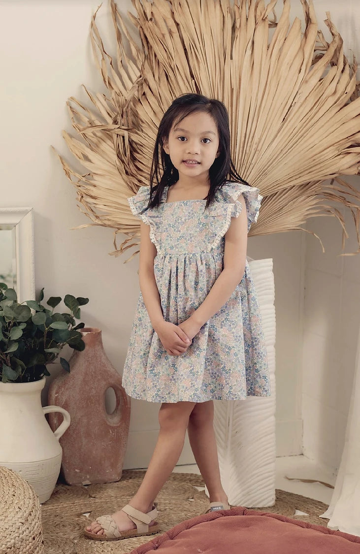 Kingsley Dress in Blue Garden Floral