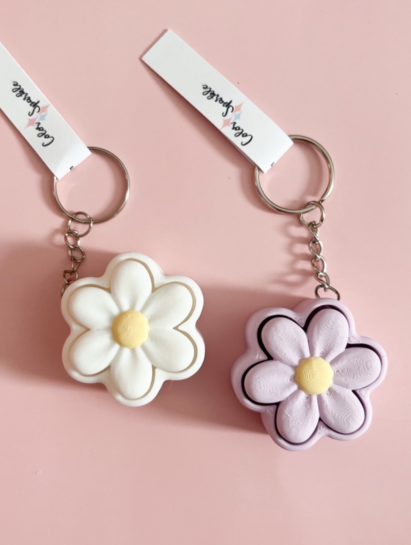 White Flower Clicker Keychain