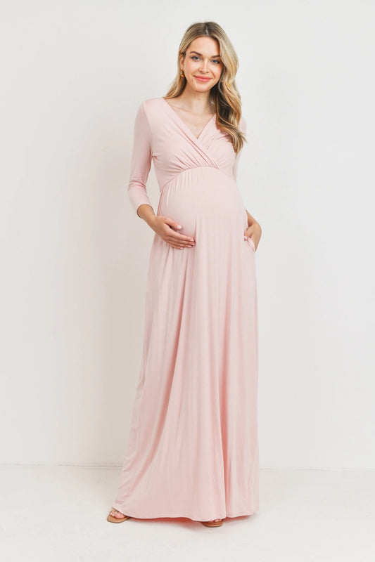 Farren Maxi Nursing Dress in Blush Pink