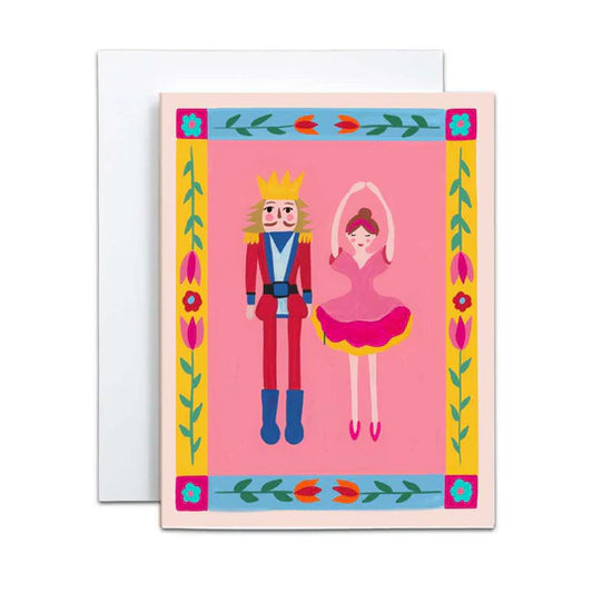 Nutcracker And Ballerina Holiday Greeting Card