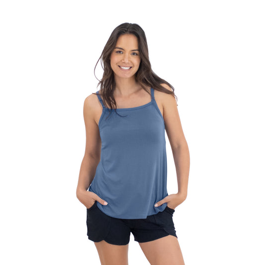 Bamboo Lounge Around Nursing & Maternity Tank in Slate Blue