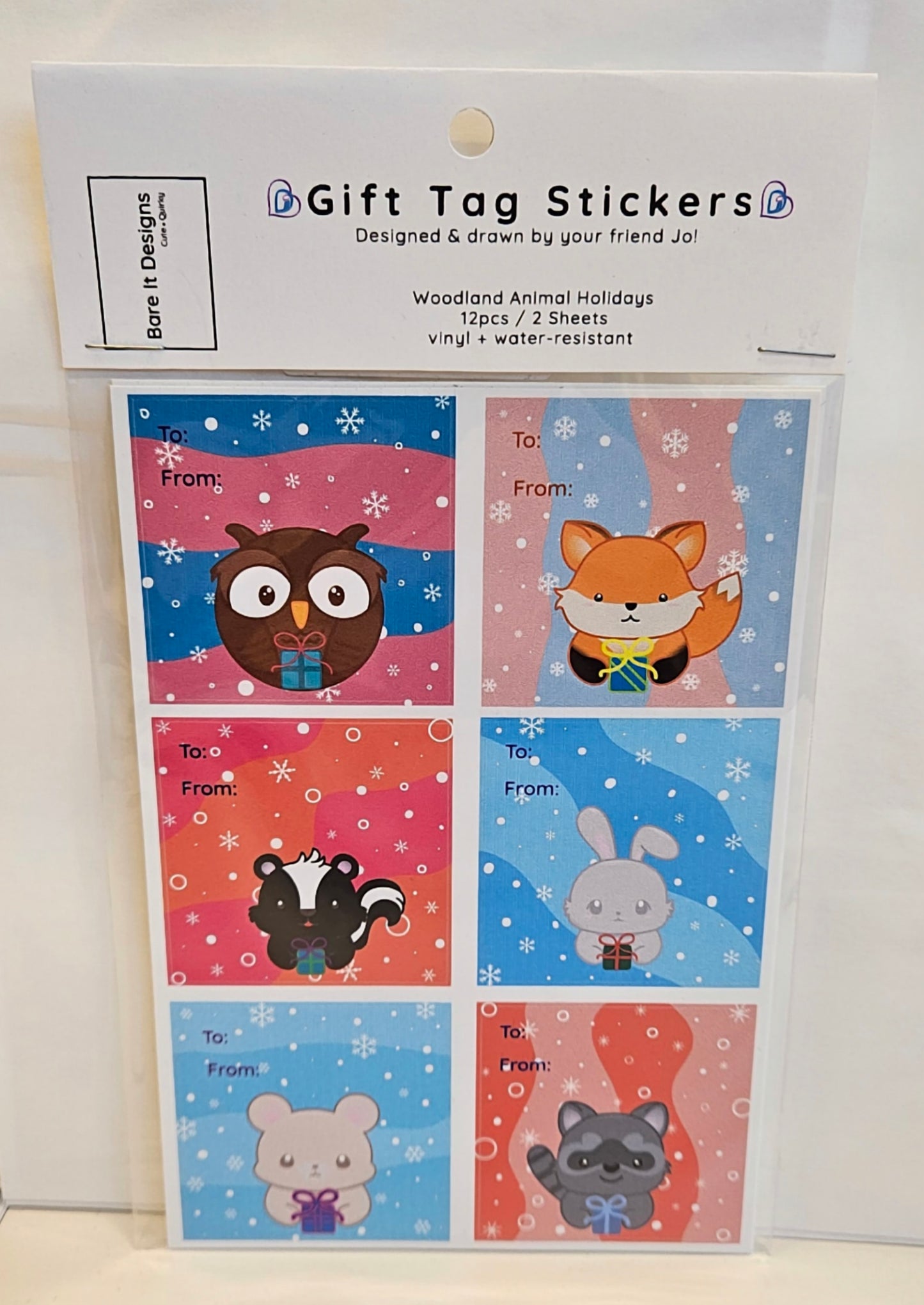 Woodland Animal Holiday Gift Tag Stickers