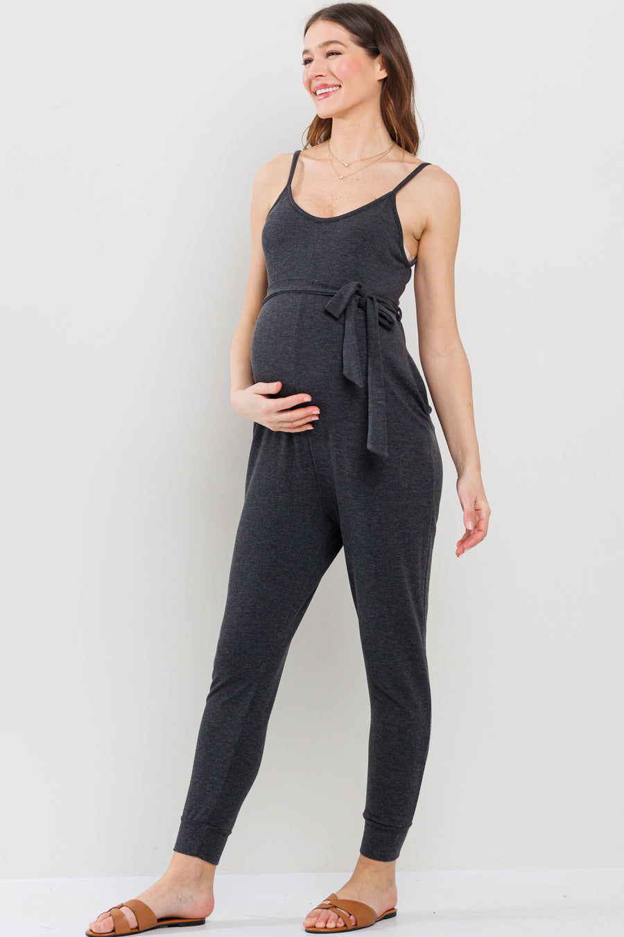 Atlanta Belted Charcoal Jumpsuit