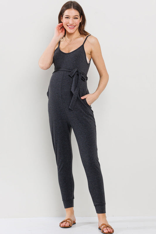 Atlanta Belted Charcoal Jumpsuit