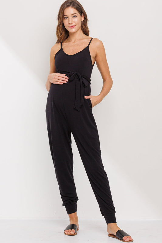 Atlanta Belted Black Jumpsuit