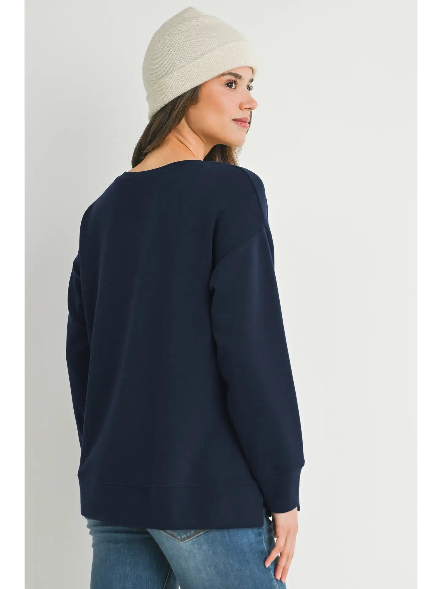 Naomi Crew Neck Navy Sweatshirt