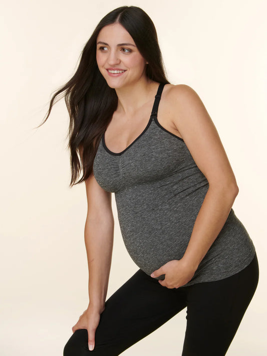 Dark Charcoal Heather Basics Slimming Maternity & Nursing Cami