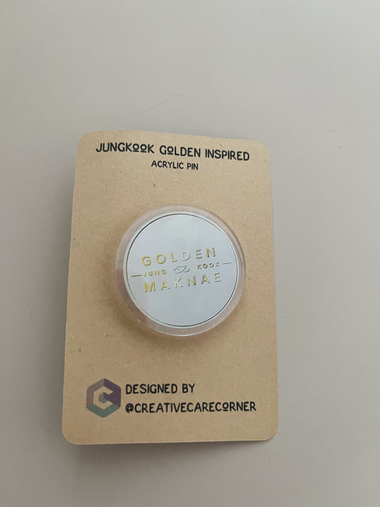 Golden Maknae Acrylic Pin