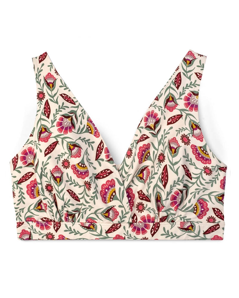 Cross-Front Organic Cotton Folk Floral Bralette
