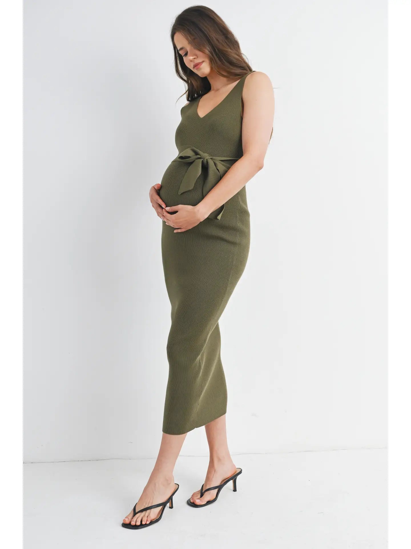 Holly Ribbed Belted Midi Dress