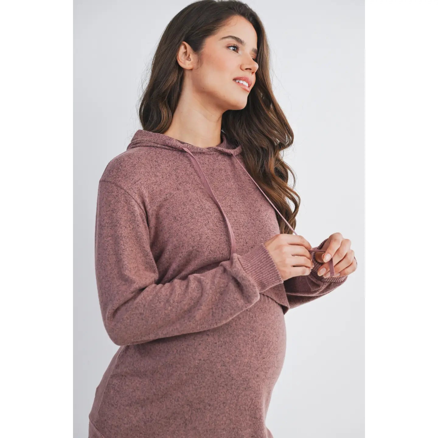Carmen Double Layer Knit Hoodie in Mauve