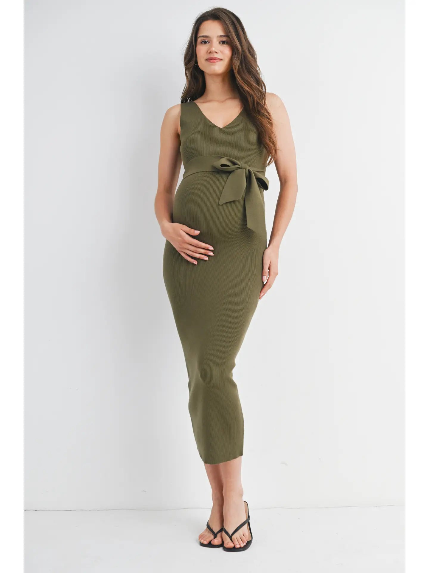 Holly Ribbed Belted Midi Dress