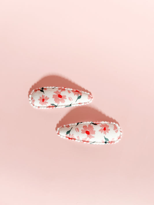 Pink Fabric Linen Snap Clip Set of 2