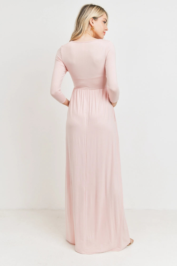 Farren Maxi Nursing Dress in Blush Pink