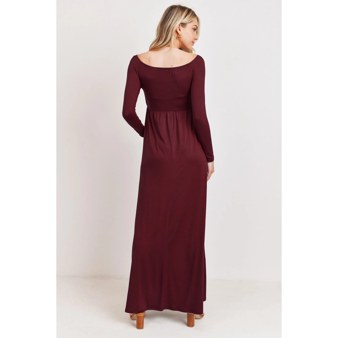 Anise Off Shoulder Maxi Dress in Burgundy Size L - As Is & Final Sale