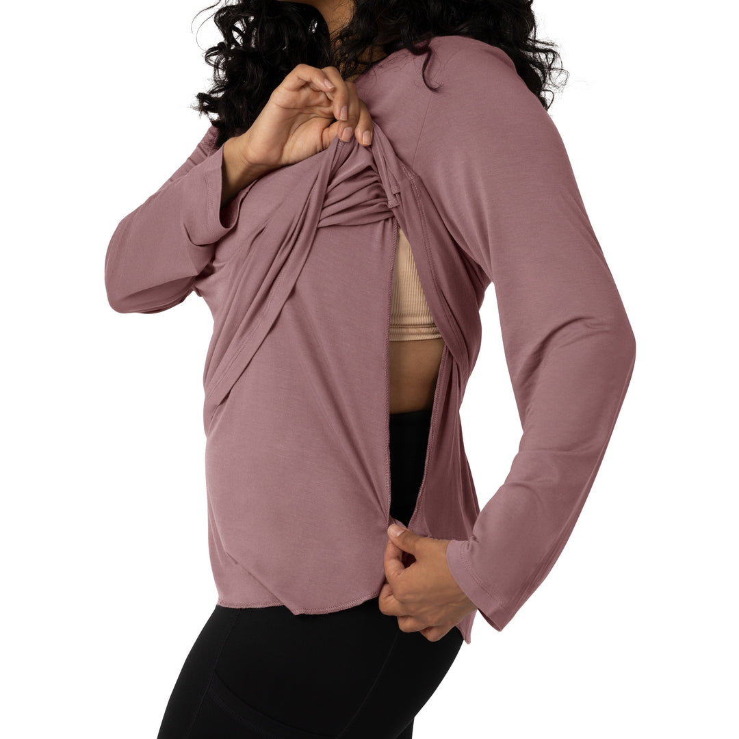 Bamboo Nursing & Maternity Long Sleeve T-Shirt in Twilight - FINAL SALE