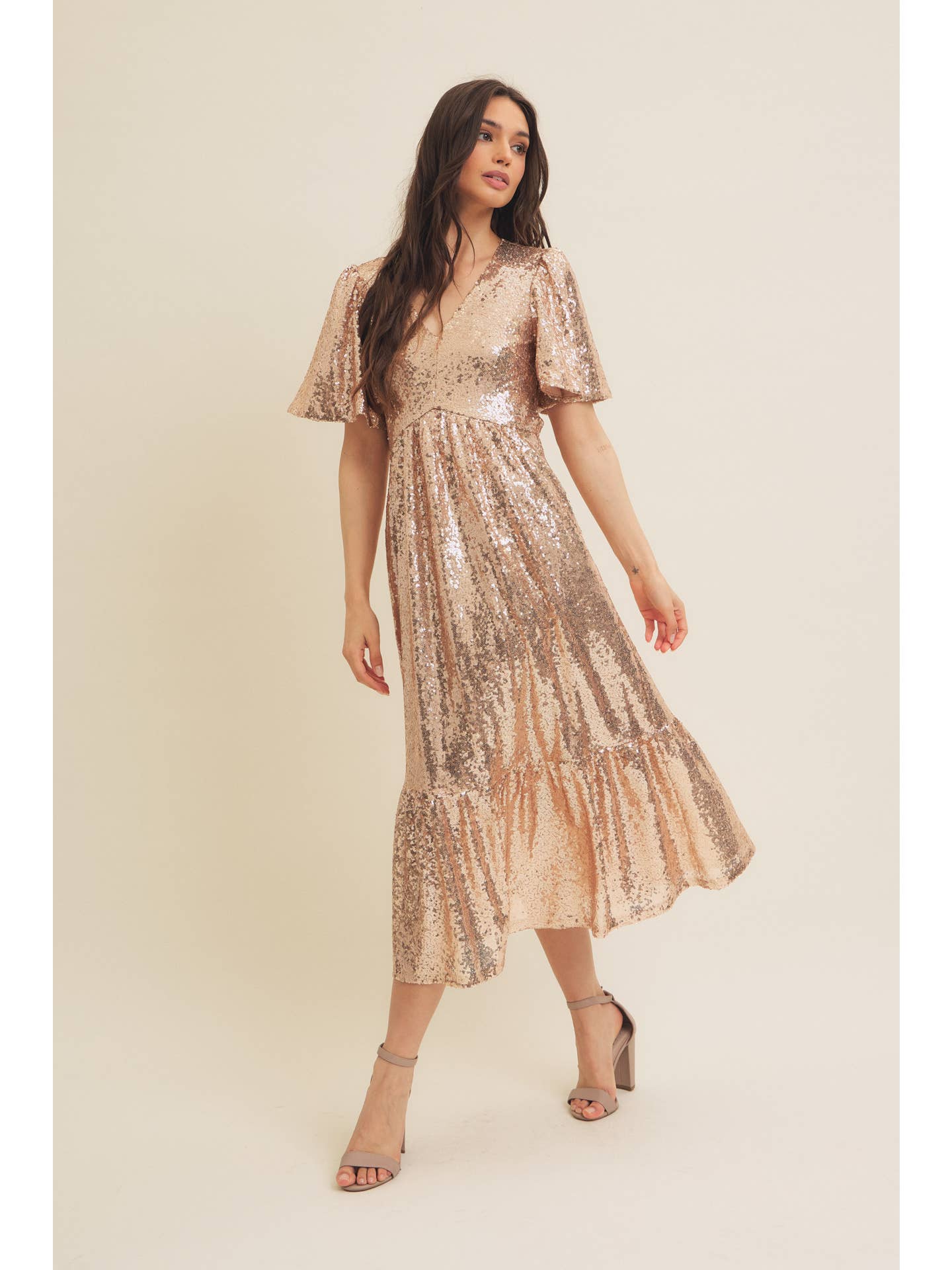 Sequin midi dress sales