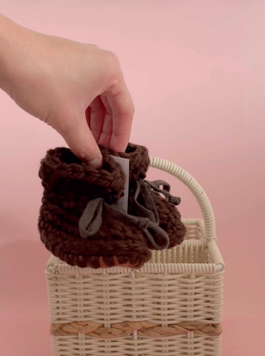 Brown Wool Blend Slippers