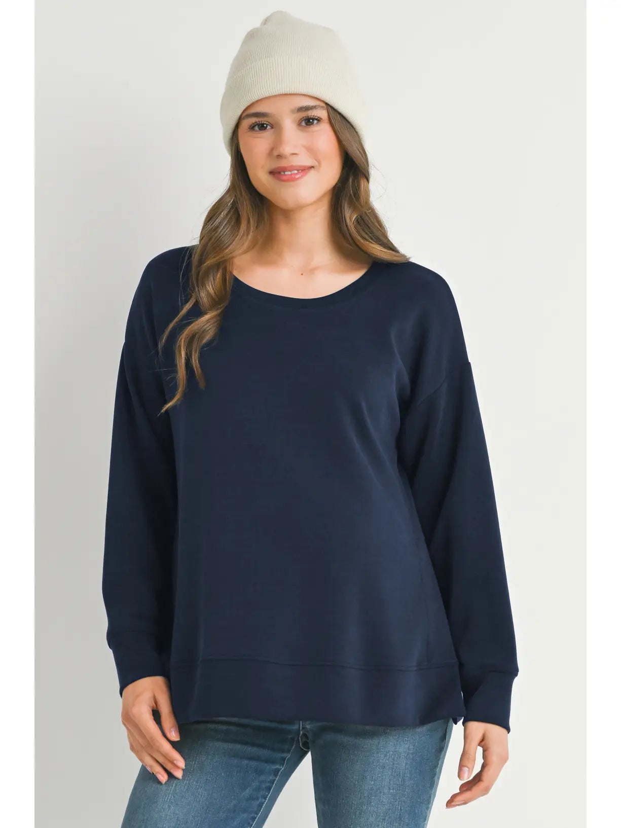 Naomi Crew Neck Navy Sweatshirt
