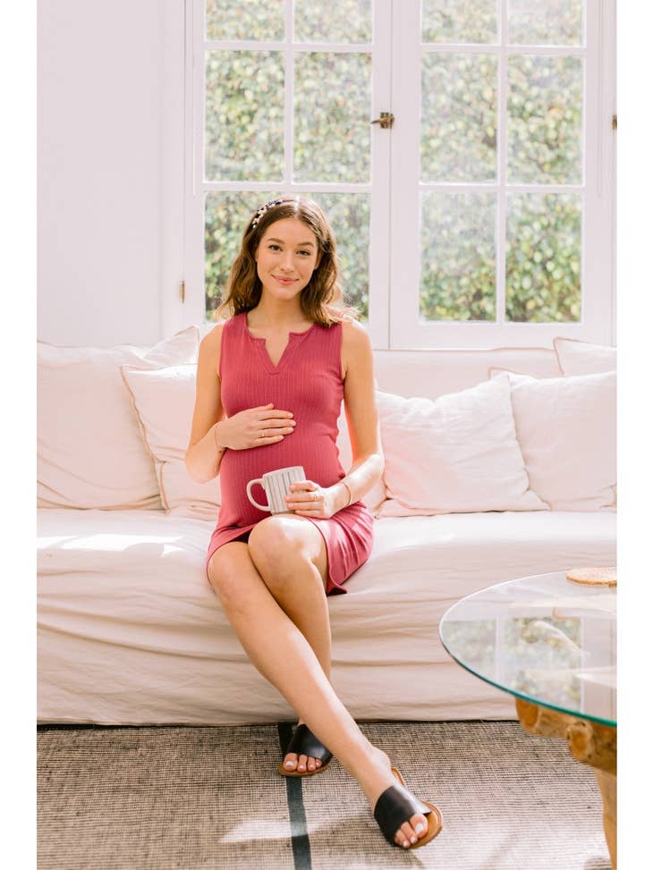 Ribbed Bodycon Dress in Berry