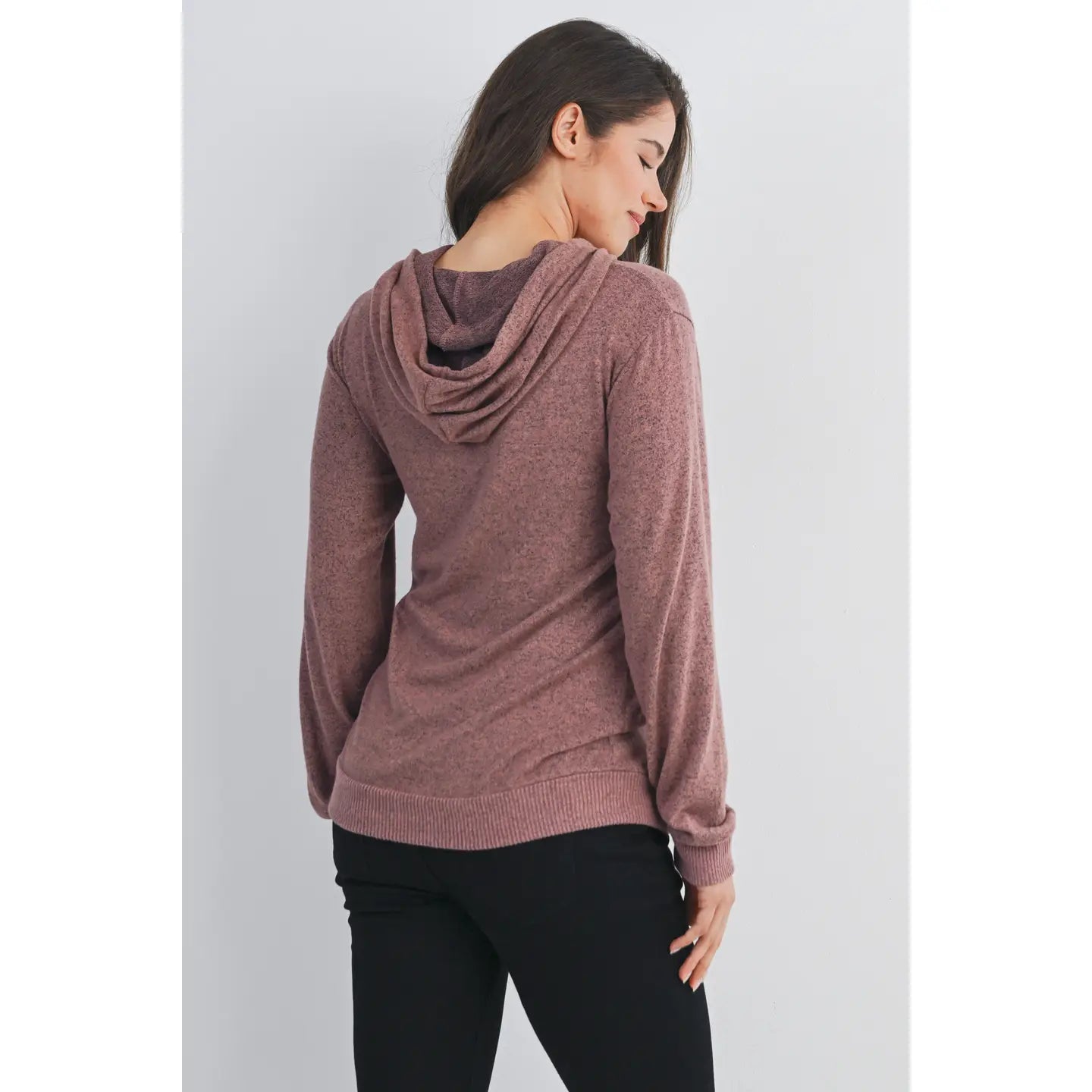 Carmen Double Layer Knit Hoodie in Mauve