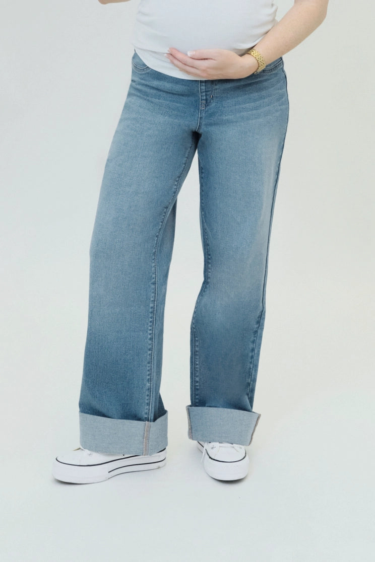 Paige Roll Cuff Wide Leg Jean