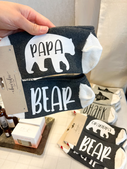 Papa Bear Socks in Dark Grey