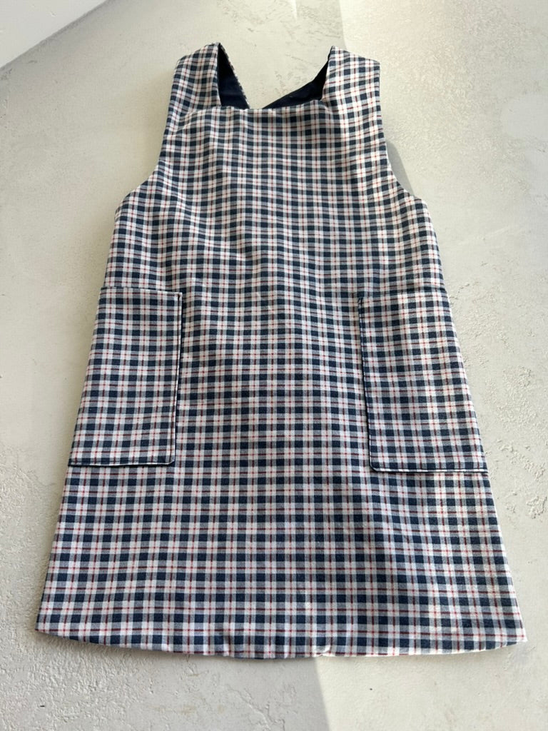 Mini Maker's Apron in Christmas Blue Plaid