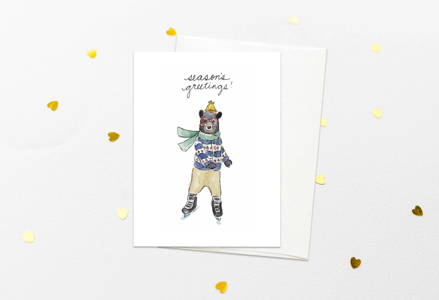 Bear Skating Season's Greetings Card