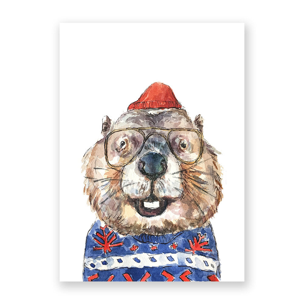Beaver with Glasses Print