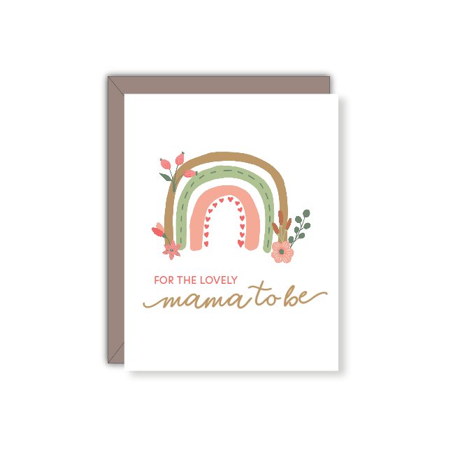 Boho Rainbow Mama to be Baby Shower Card