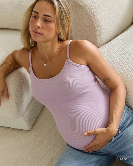 Soft Ribbed Nursing Tank in Lilac