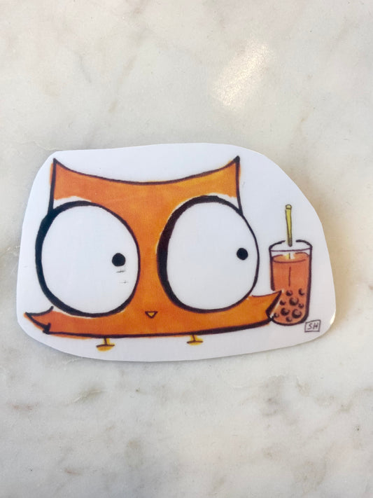 Owl With Boba Sticker