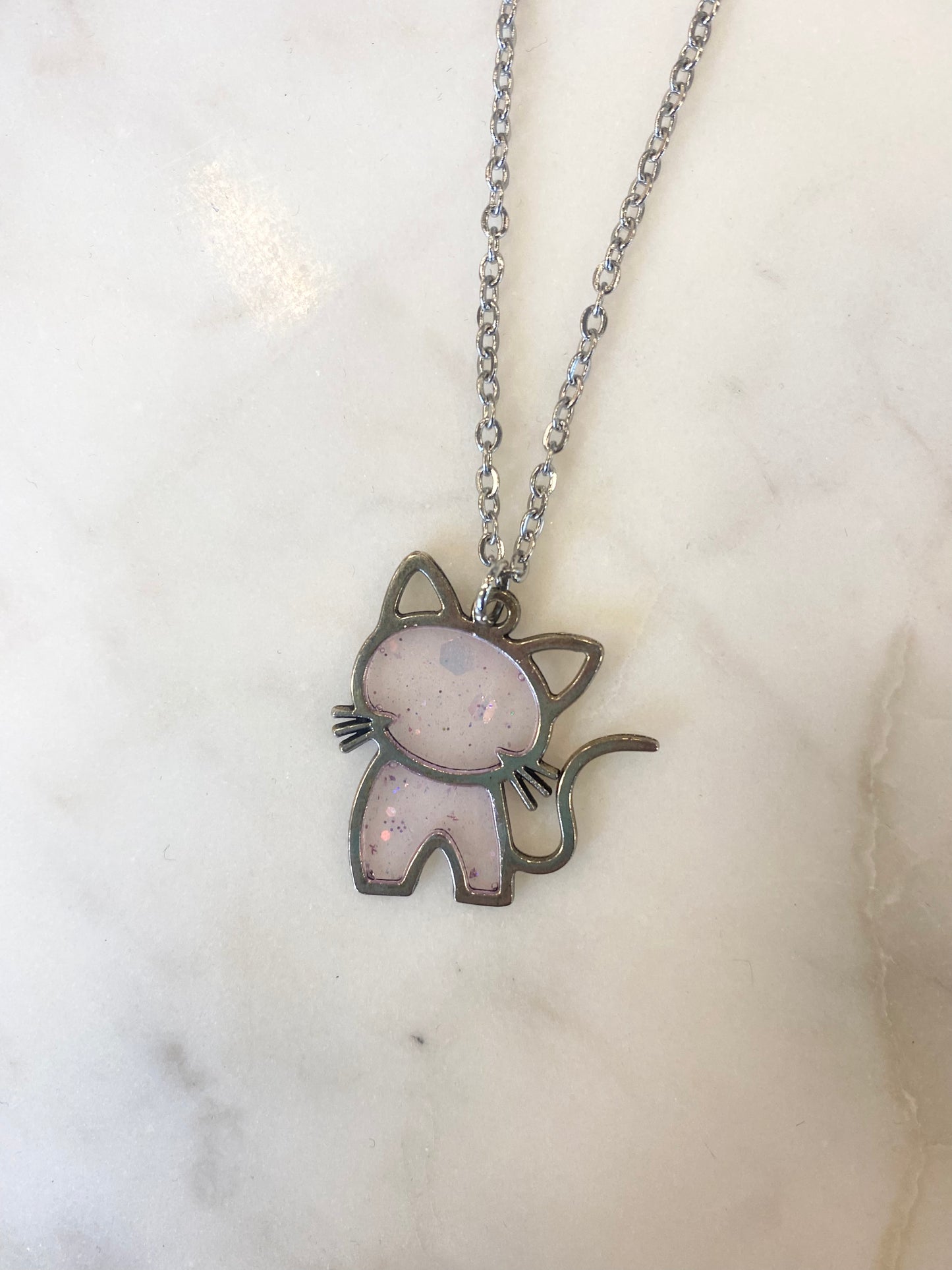 Cat Necklace with Silver Chain