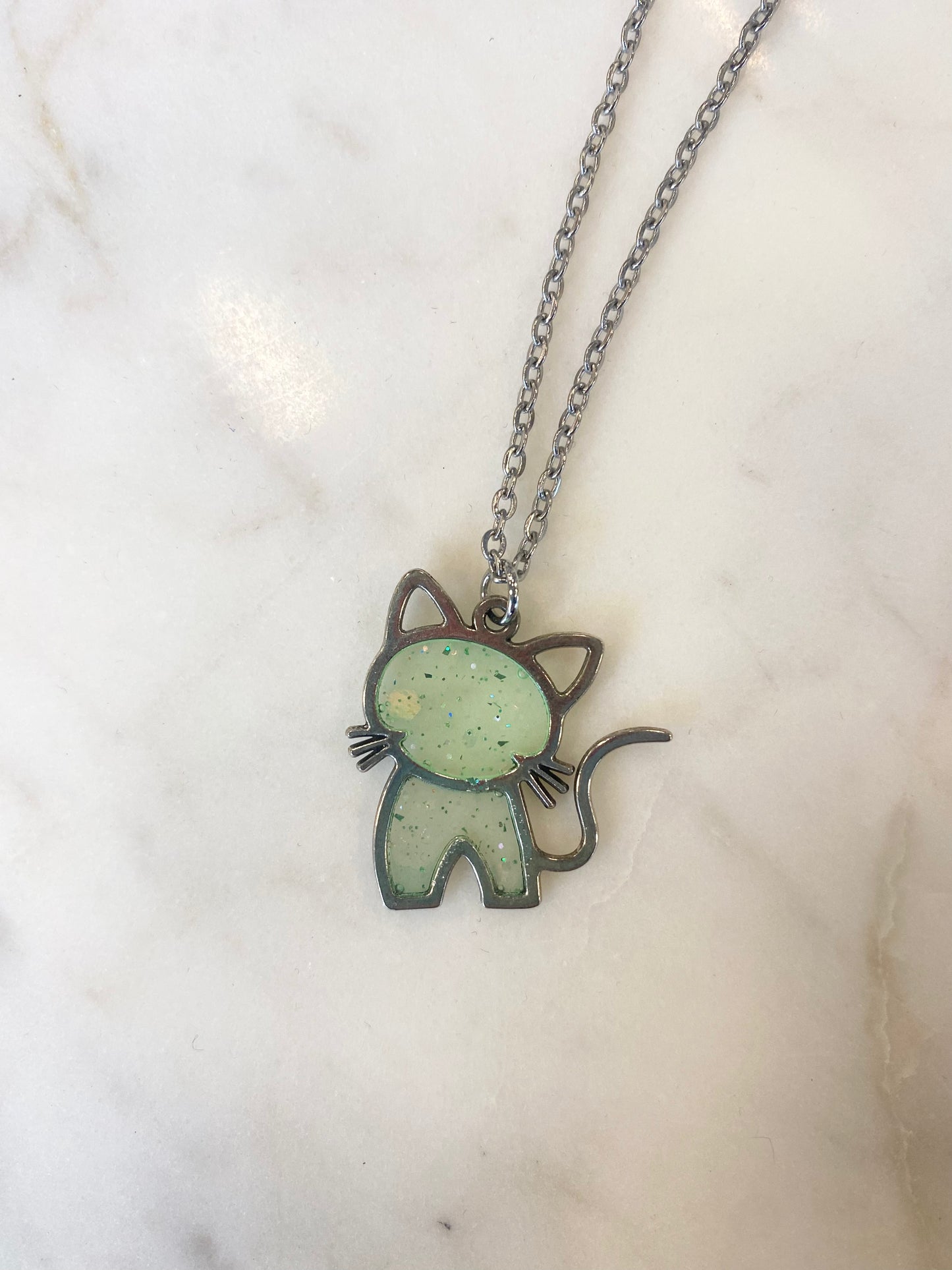 Cat Necklace with Silver Chain