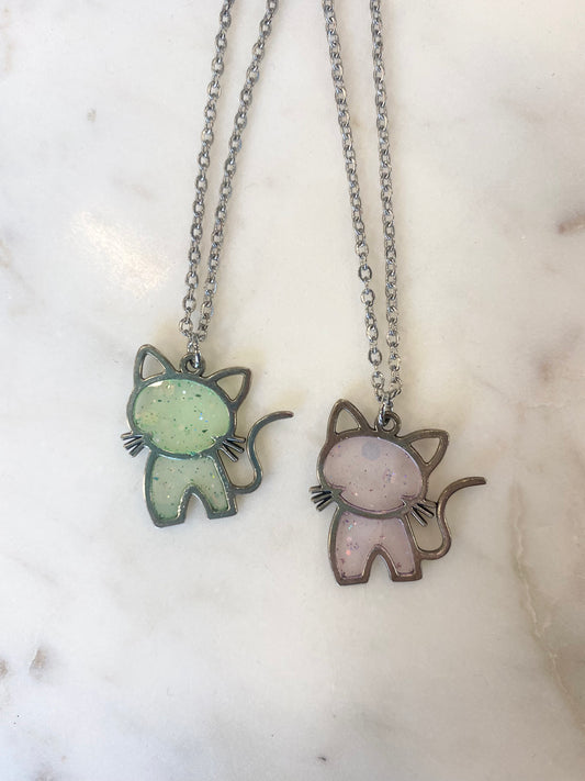 Cat Necklace with Silver Chain