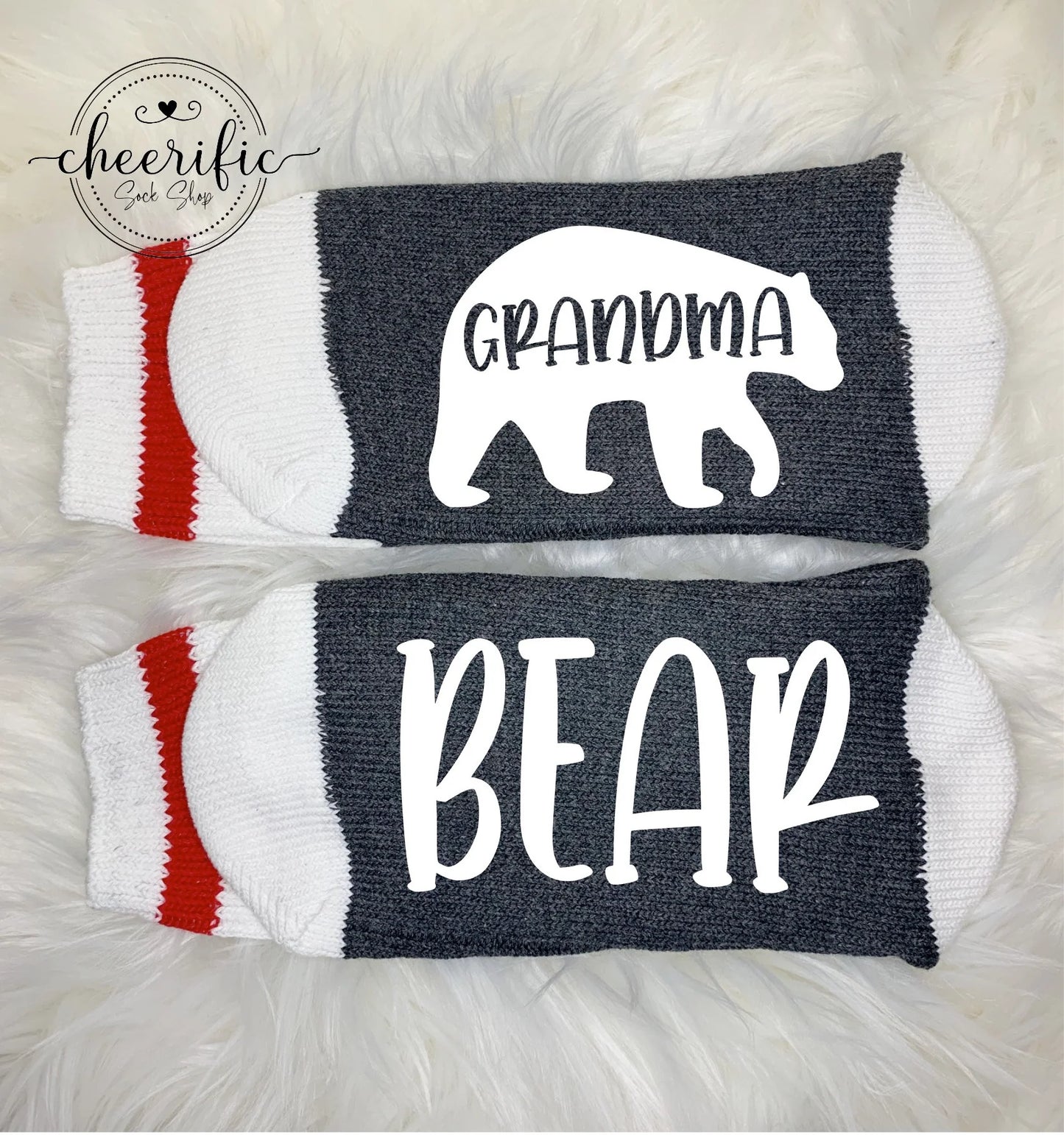 Grandma Bear Socks in Dark Grey
