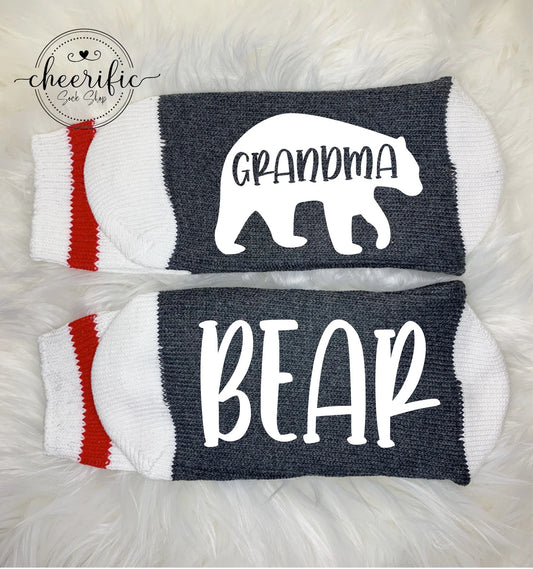 Grandma Bear Socks in Dark Grey
