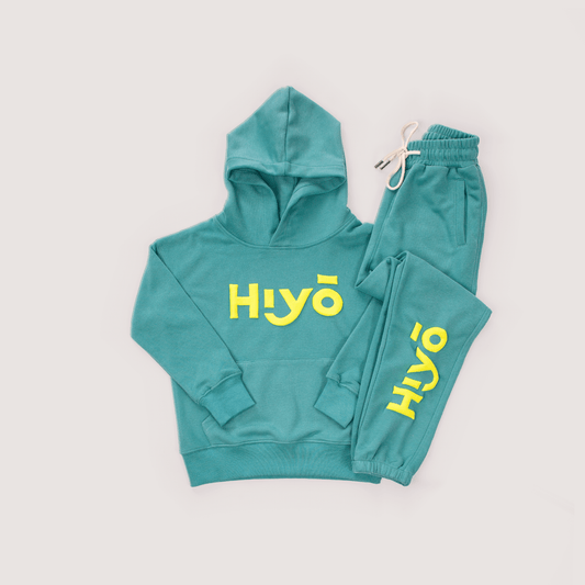 Classic Spring Hoodie Set in Teal & Yellow