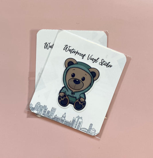 Green Hoodie Bear Sticker