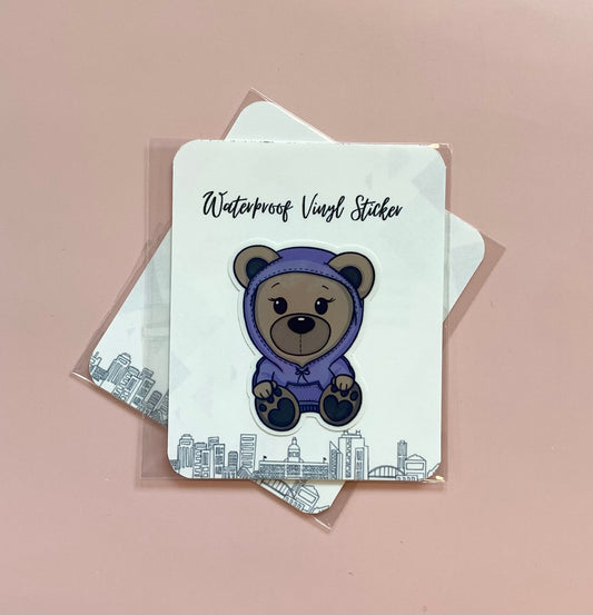 Purple Hoodie Bear Sticker