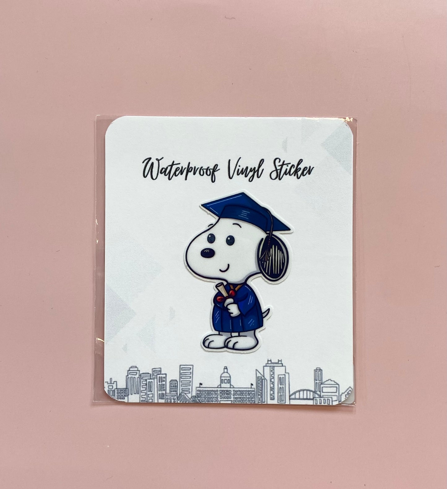 White Dog Graduation Sticker