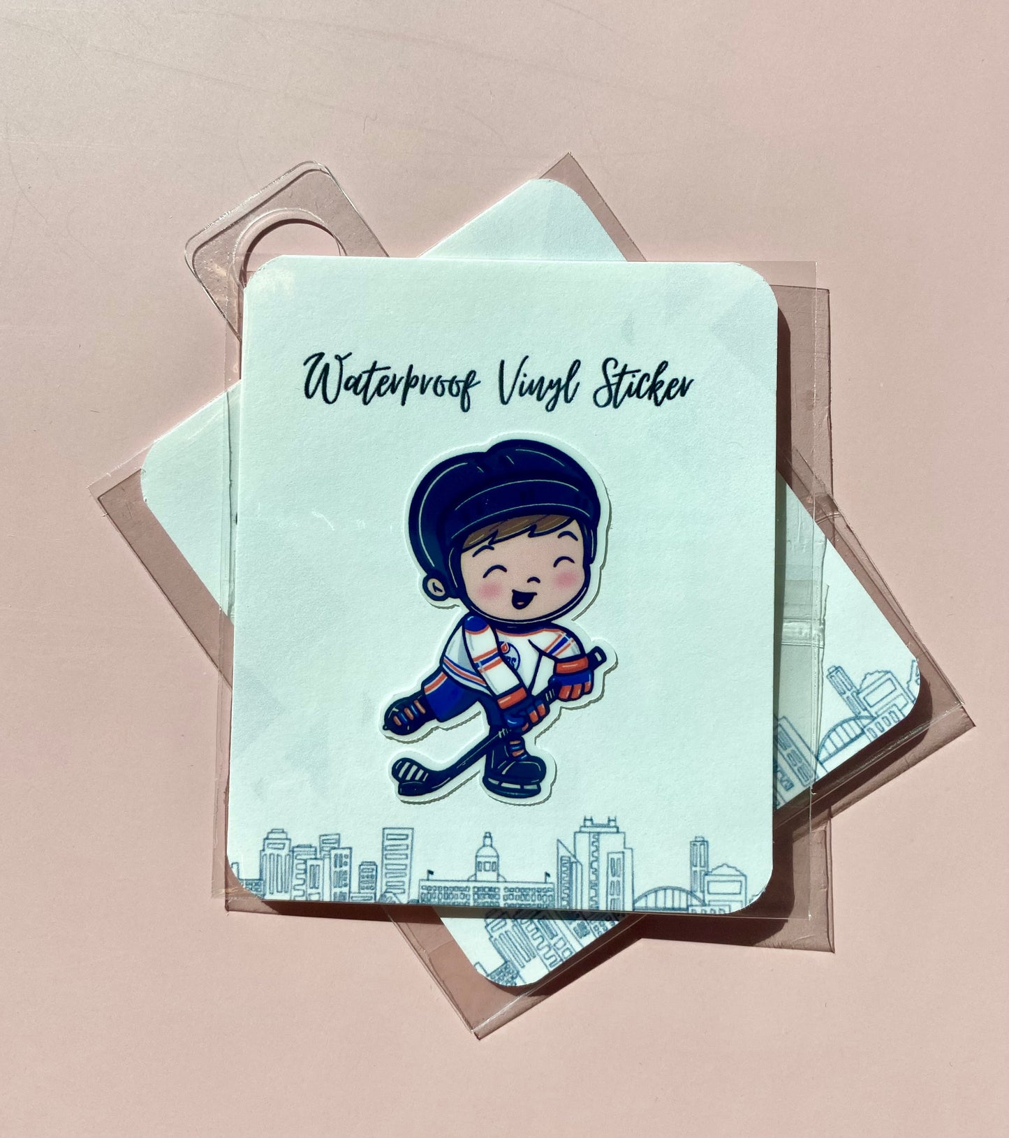 Short Brown Hair Hockey Player Sticker