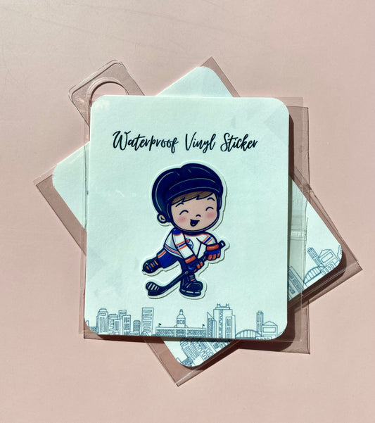 Short Brown Hair Hockey Player Sticker