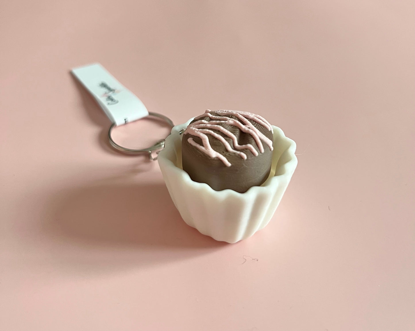 Chocolate with Pink Drizzle Clicker Keychain