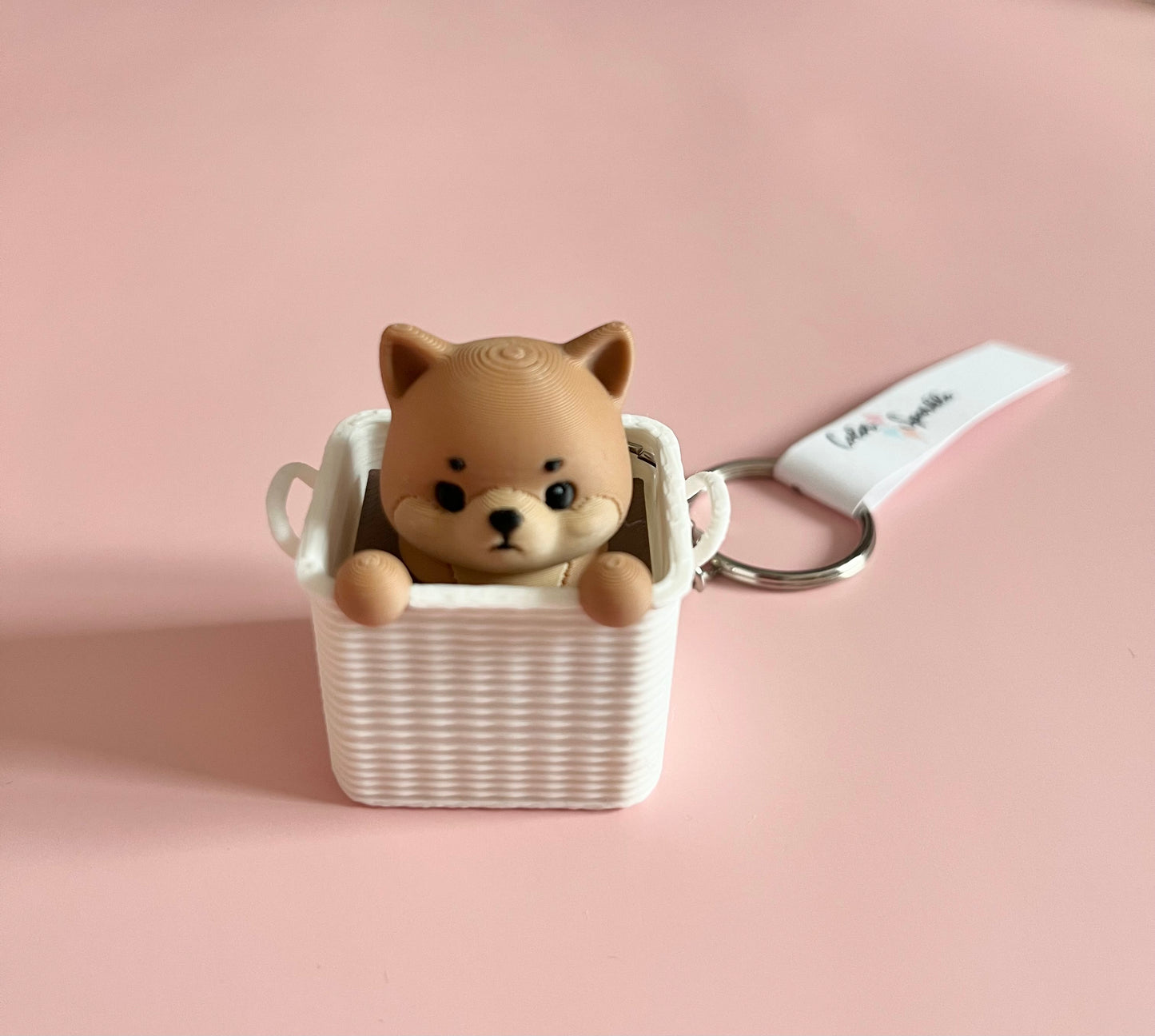 Dog in A Basket Clicker Keychain