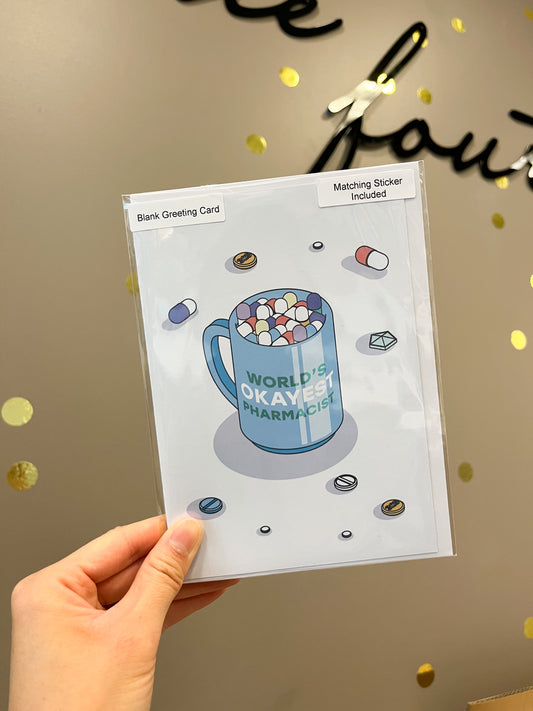 World's Okayest Pharmacist Greeting Card