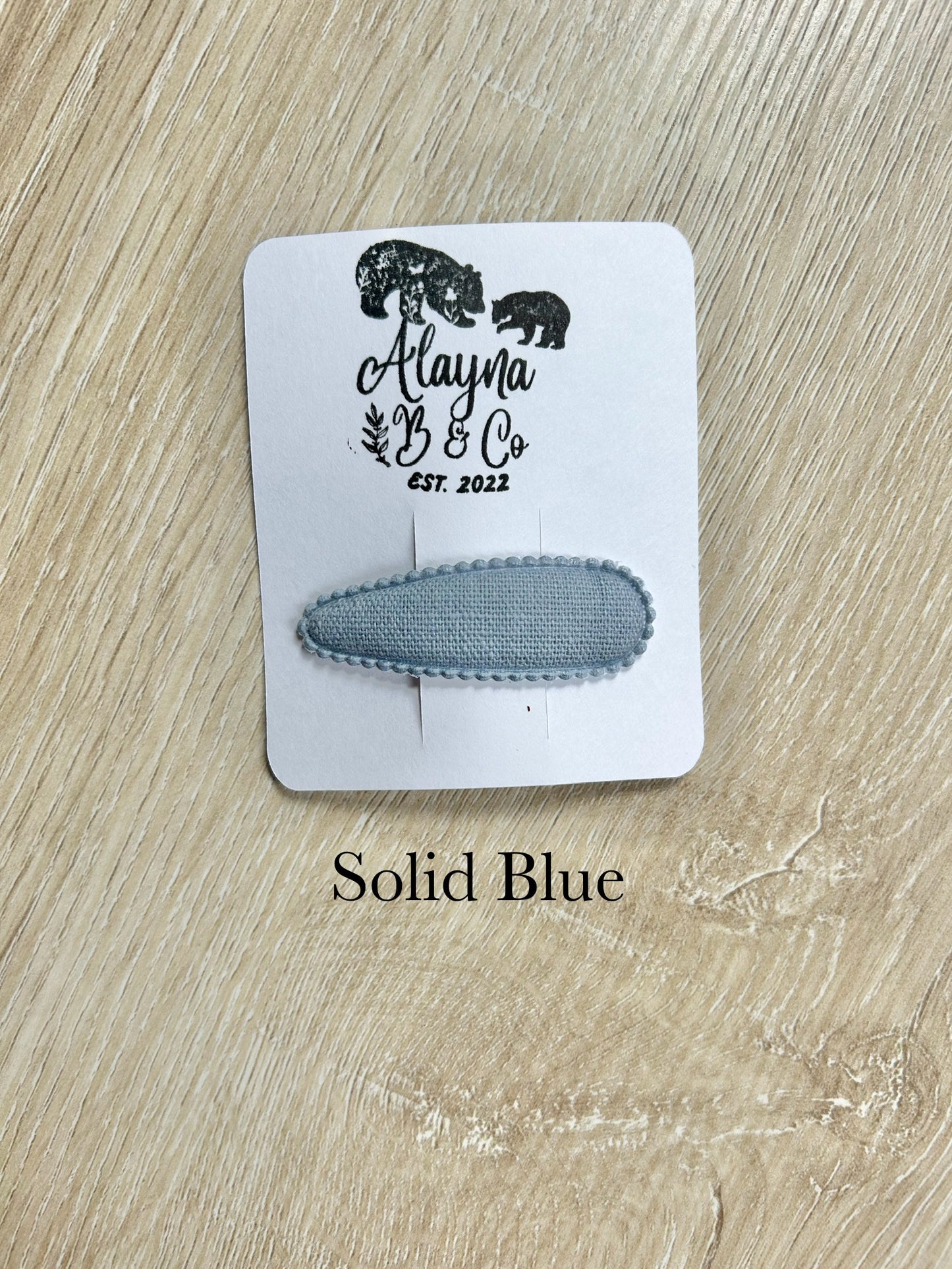 Blue Fabric Linen Snap Clip