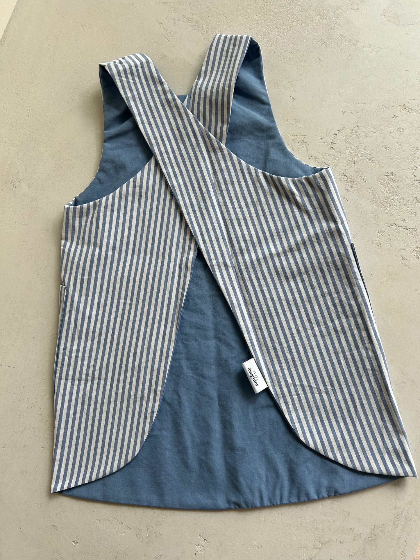 Mini Maker's Kids Apron in Blue Pinstripe