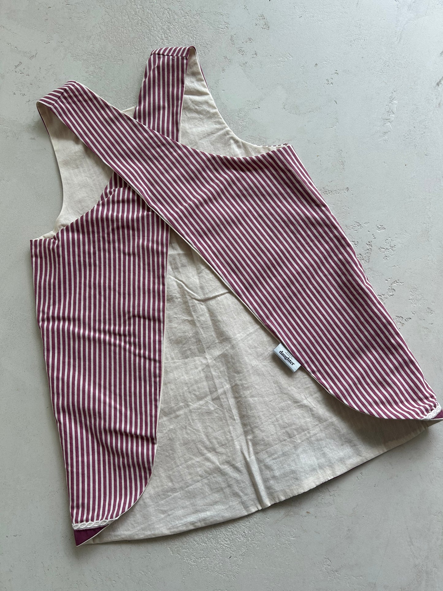 Mini Maker's Kids Apron in Purple Pinstripe